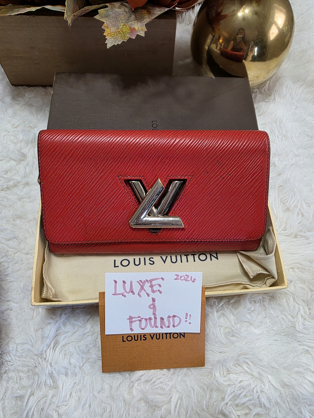 Louis Vuitton Red Epi Leather Twist Wallet on Chain